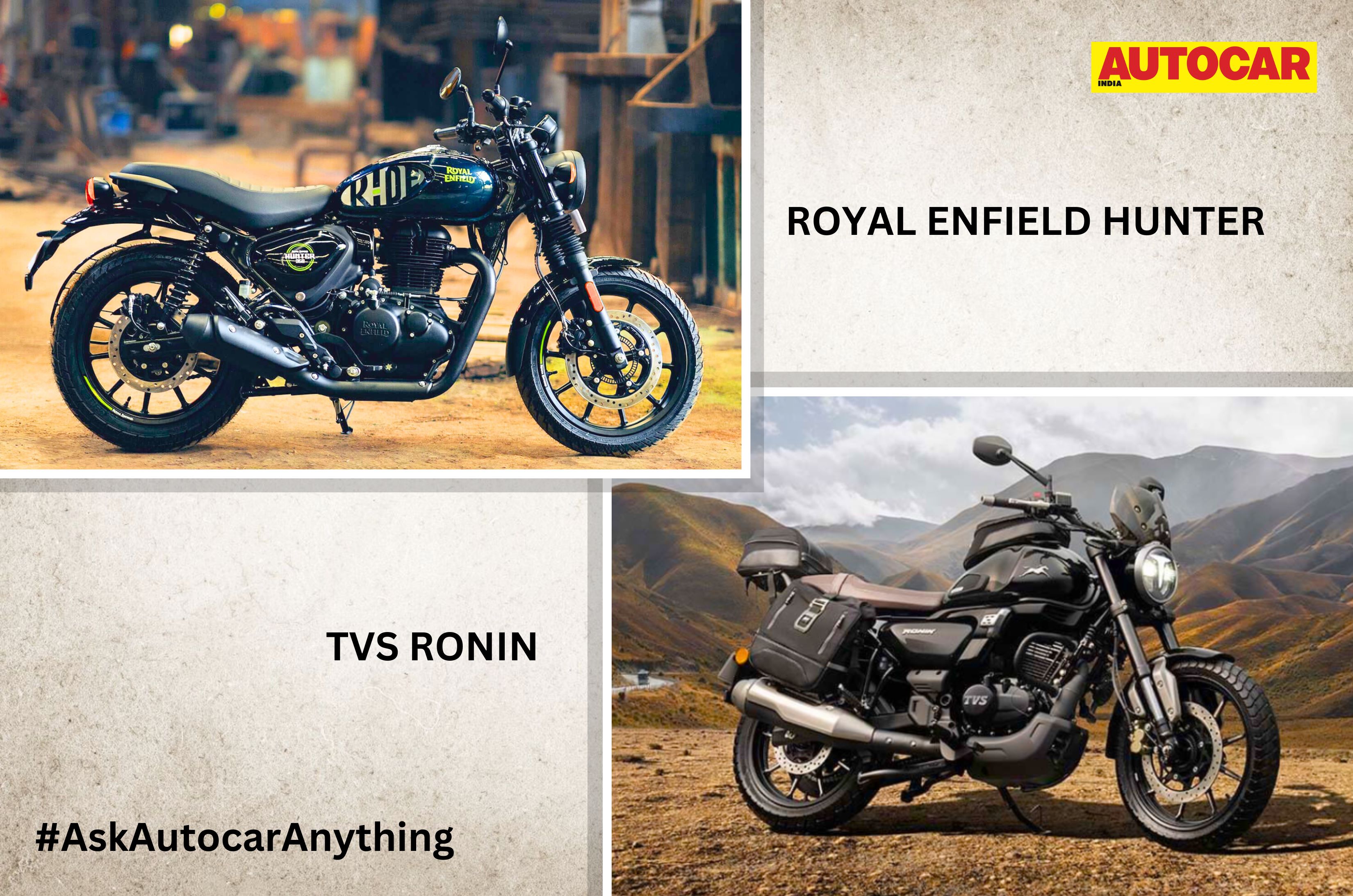 Royal Enfield Hunter, TVS Ronin weight, comfort